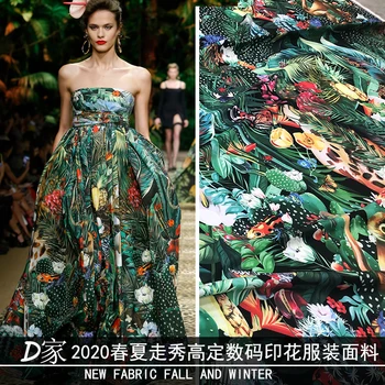 

100x145cm Europe and AmericaTropical jungle Animal kingdom Print Polyester Fabric For Woman Summer Dresses Skirts Blouse DIY