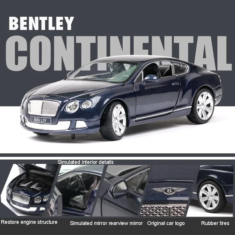 Модель автомобиля из сплава под давлением в масштабе 1:24 модель Continental GT W12 рулевое