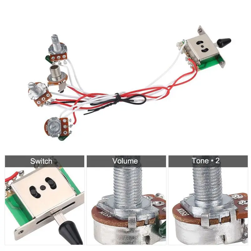 Горшки для гитары Strat PreWired 1 объем 2 тон управления 5 переключатель 3-500K Горшок