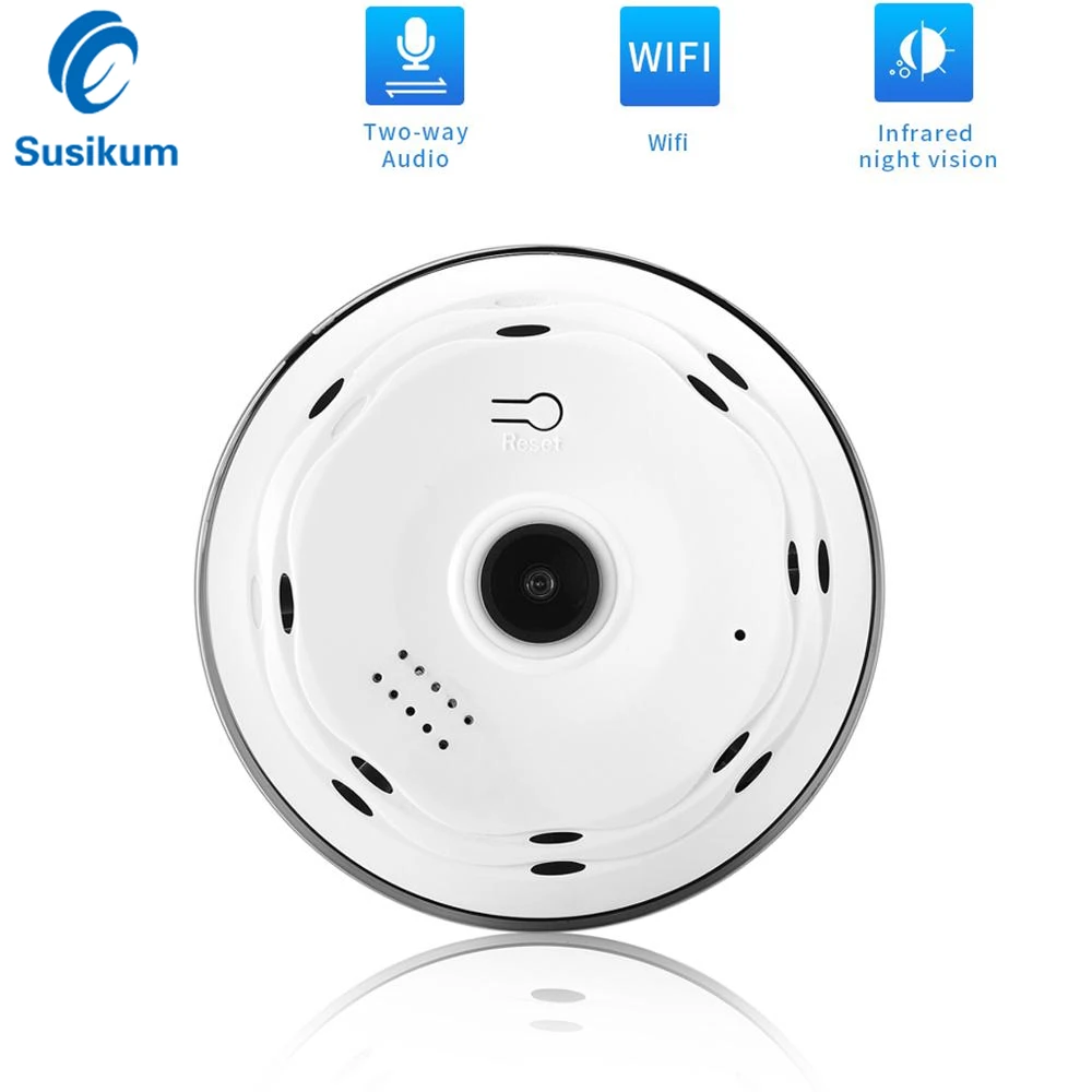 

Wi-fi camera Mini Indoor 360 Degree Panoramic WIFI Video Surveillance Two Ways AUDIO IR Night Vision Wireless ICSee Camera