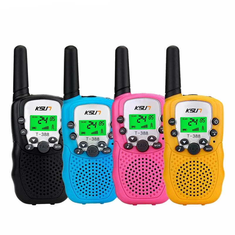 Mini Walkie Talkie para niños, Radio portátil de dos vías, frecuencia UHF de 0,5 W, T-388, regalo de cumpleaños, 2 uds.