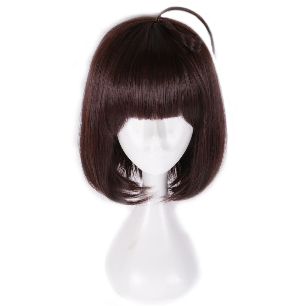 

Anime hozumi mumei Bungo Stray Dogs Cosplay Wig Short Dark Brown Synthetic Hair Akiko Yosano Cosume Wigs