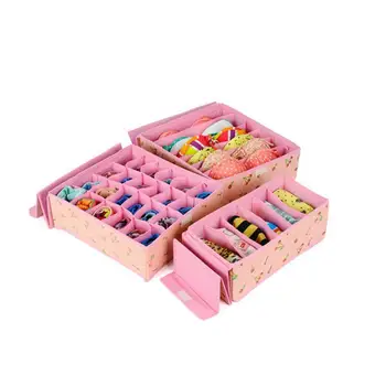 

3PCS Non-Woven Storage Box Bins Drawer Underwear Organizer for Bra Necktie Panties Socks Towel Scarves Pink