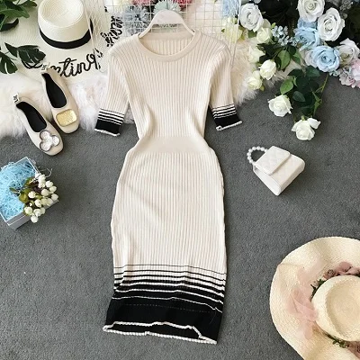 New Arrival Khaki Женское осеннее платье в стиле пэчворк элегантное офисное женское трикотажное платье с круглым вырезом Vestidos - Цвет: New Arrival Khaki