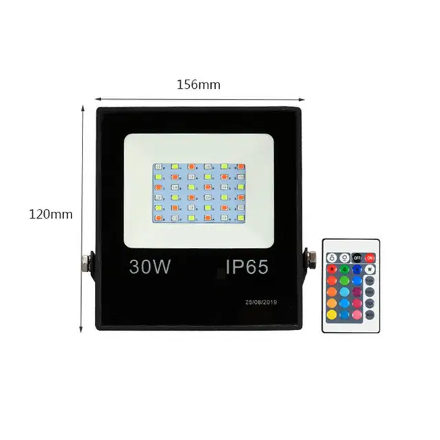 Rgb Fényszóró Színes Vízálló Porálló Parkos Gyep Fény 30W Ac85-265V 120 Fokos 16 Szín 4 Dinamikus Üzemmód - Image 6