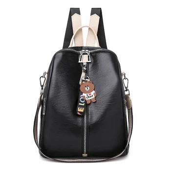 

New Multifunction retro fashion zipper ladies backpack PU Leather high quality school bag shoulder bag for youth bags