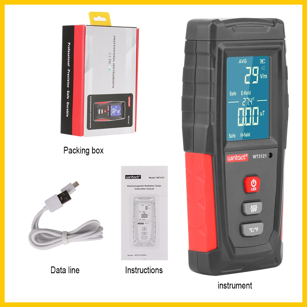 WINTACT EMF tester Electromagnetic Field Radiation Detector Tester Emf Meter Handheld Portable Emission Dosimeter EMF tester 6