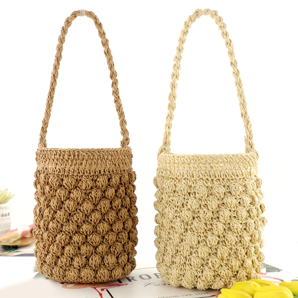 Bolsos de paja de verano para mujer, bandoleras de rafia, con cordón hecho a mano, para ir y vacaciones|Bolsos de hombro| - AliExpress