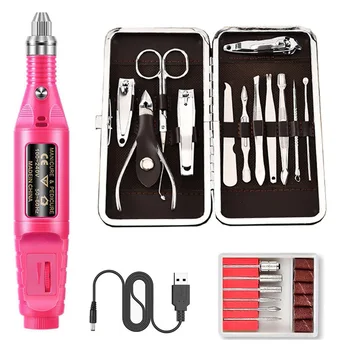 

Electric Nail Drill Machine Kit USB Charging Manicure Machine Pedicure 6Bits Sanding Buffer Nail Clippers Nail File Nail Art Pen