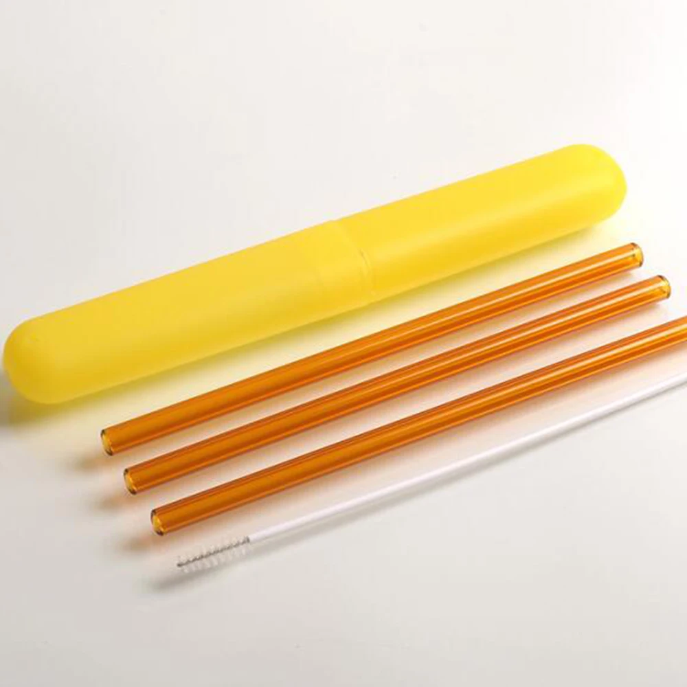 tawny Соломинки для питья прямые термостойкие многоразовые стеклянные присоски стеклянная трубка 4 шт. ресторанные принадлежности для свадебной вечеринки бар сок - Цвет: tawny