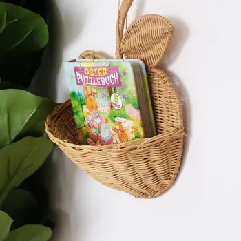 

Rattan Apple Shaped Basket Handmade Storage Rack Organizer Room Wall Decoration