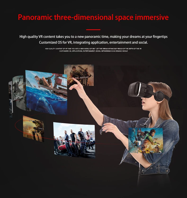 VR Shinecon 6,0 Смарт виртуальной реальности VR очки с Hi-Fi стерео объемные наушники гарнитура 3D кино игры для 4,7-" смартфон