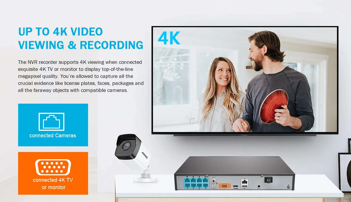 Rede de Vídeo Impermeável ao ar H.265 + Super Annke Sistema Segurança 4pcs Livre Câmeras ip Plug & Play Kit Câmera 5mp hd Poe 10 Sistema de vigilância