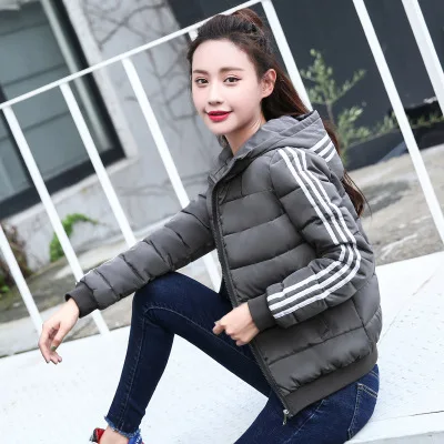 

2019 Cotton-padded Clothes WOMEN'S Coat Autumn And Winter New Style Three Bars down Jacket Cotton-padded Clothes Women's Short K