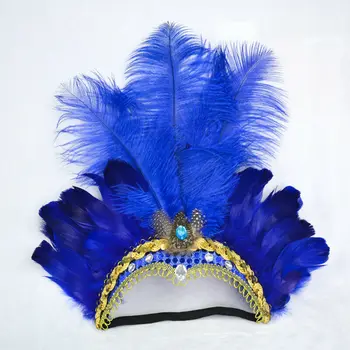 

Hot Sale Indian Style Crystal Crown Feather Headband Party Festival Celebration Headdress Carnival Headpiece Headgear