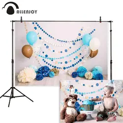 Allenjoy 1-й День рождения фон для фотосъемки синий разбиваемый воздушный шар в виде торта Детские вечерние фотообои Фотофон для фотостудии