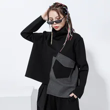 Harajuku Turtleneck Hoodies Women Patchwork Sweatshirts Irregular Basic Tops Loose Fit Pullovers Colour Block 2020 Spring Summer Harajuku Turtleneck Hoodies Women Patchwork Sweatshirts Irregular Basic Tops Loose Fit Pullovers Colour Block 2020 Spring Summer