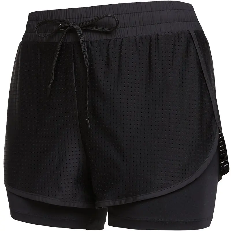 FT903501 BLACK Vansydical спортивные шорты для йоги быстросохнущие шорты для фитнеса спортивные шорты для тренировок шорты для бега с подкладкой 2 в 1 - Цвет: FT903501 BLACK