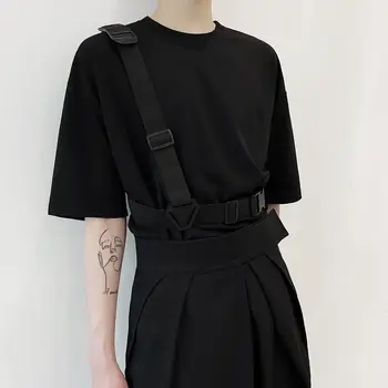 

2020 Summer New Youth Popular Personality Bandage Tooling Loose Round Neck Short Sleeve T-shirt Fashion Casual Pullover