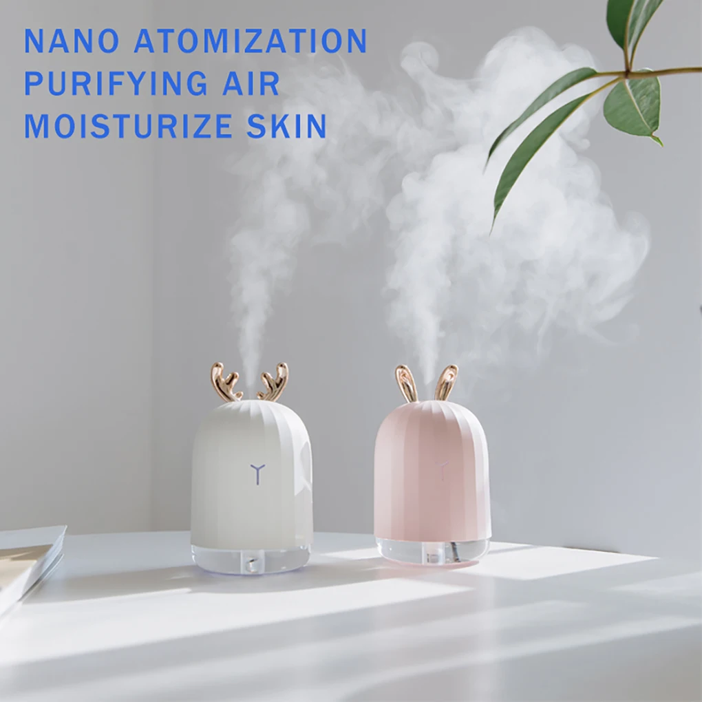 

Diffuser USB 1.5-2W 220ML Essential Oil Air Humidifier Plastic 7 Color Diffuser for Home Office, Pink/White