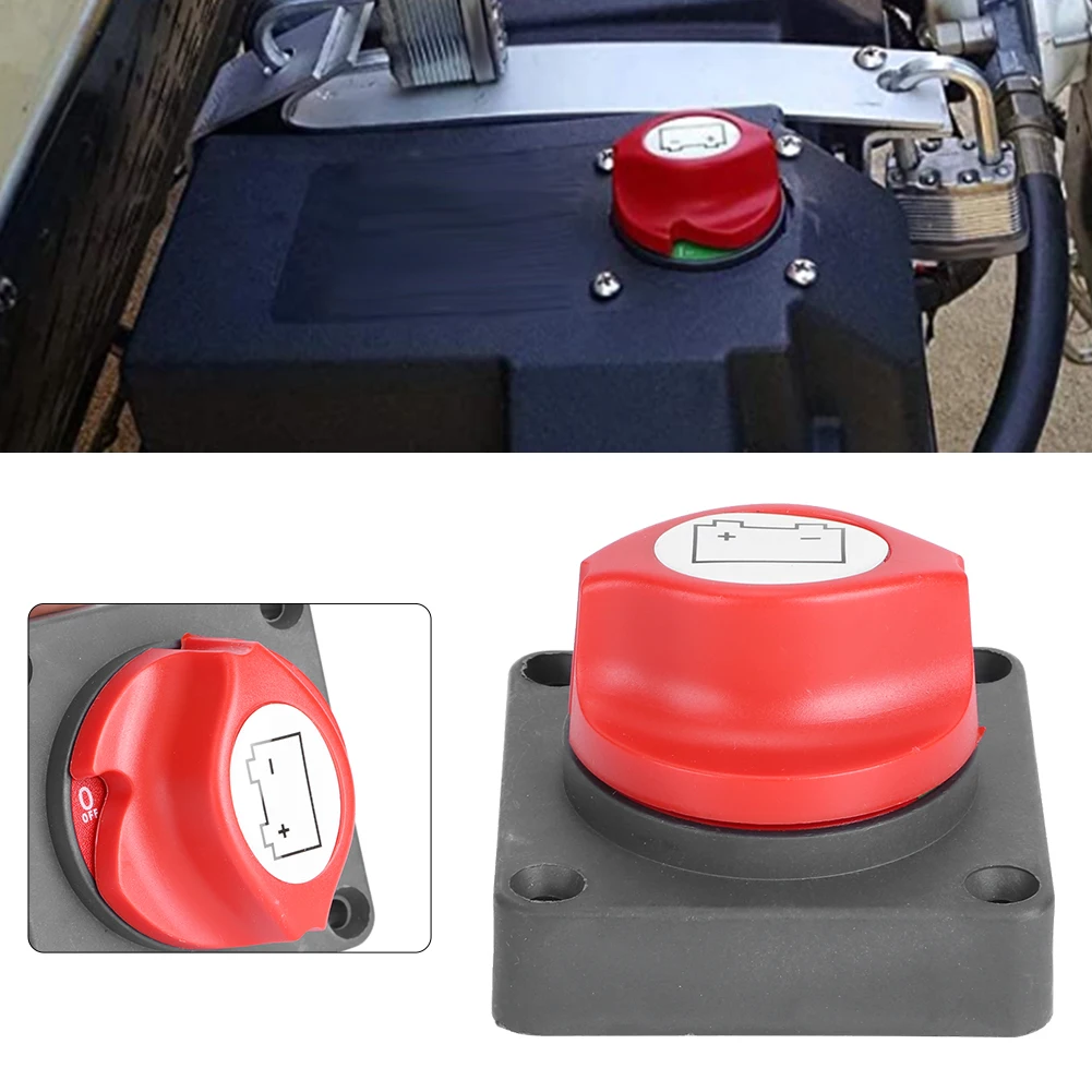 Akozon Battery Disconnect Switch DC 12/24V Battery Disconnect Power Cut Master Knob Switch Isolator Anti-Leakage Protection for Car Boat 