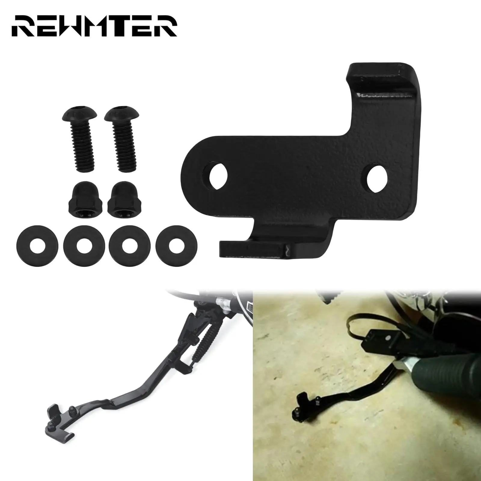 Motorcycle Black Stand Kickstand Extension Kit For Harley Sportster 07