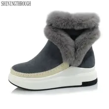 Женские зимние сапоги из натуральной кожи; зимние теплые женские ботильоны; сапоги на плоской подошве на платформе; женская обувь; Цвет черный, серый; большие размеры 33-43