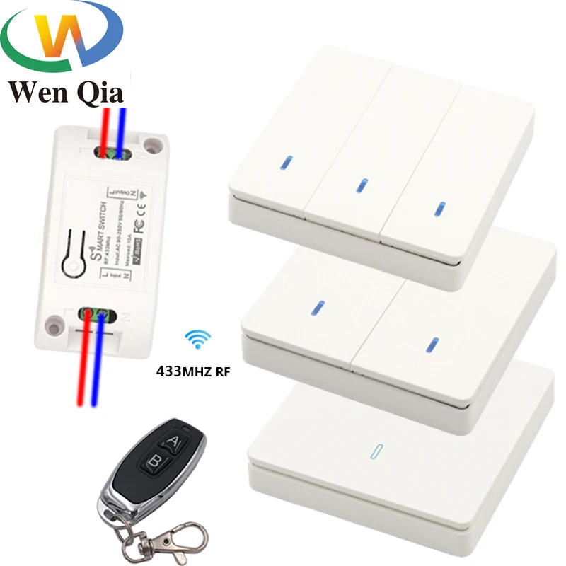 

LED/Light/fan lamp switch controller witch push button 433Mhz Universal Wireless AC 220V 10Amp 1CH RF Relay Receiver Transmitter