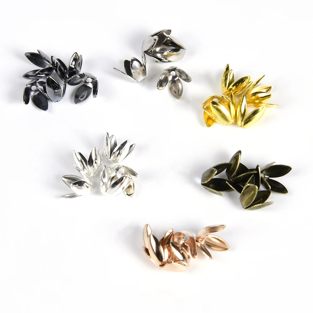 

100Pcs/Lot 4 Leaves Flower Bead Caps Diy Earring Bracelet Findings Fit 6mm Loose Spacer Apart End Bead Caps For Jewelry Making