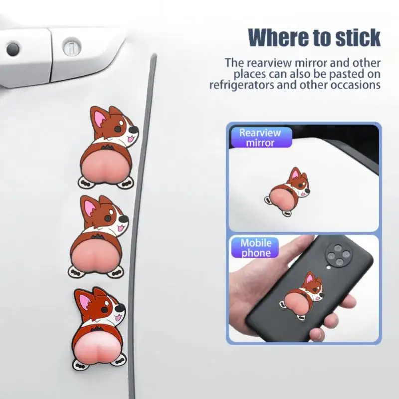 2Pcs 3d Silicone Door Anti-collision Tape Cute Butt Opening Anti- Rubbing Protection Stickers Cartoon Side | Дом и сад