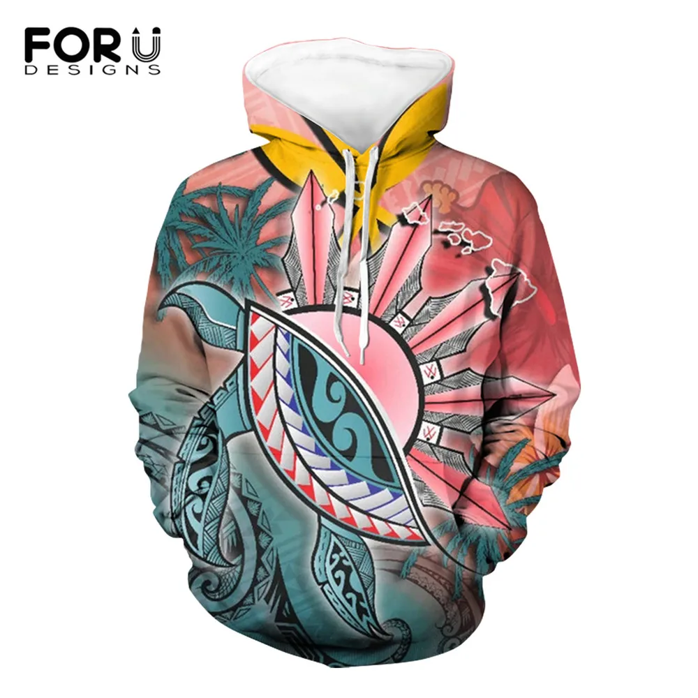 

FORUDESIGNS Kanaka Maoli Polynesian Turtle and Sun Style Women Casual Long Sleeve Hoodies Female Plus Size Pullovers Sweatshirt