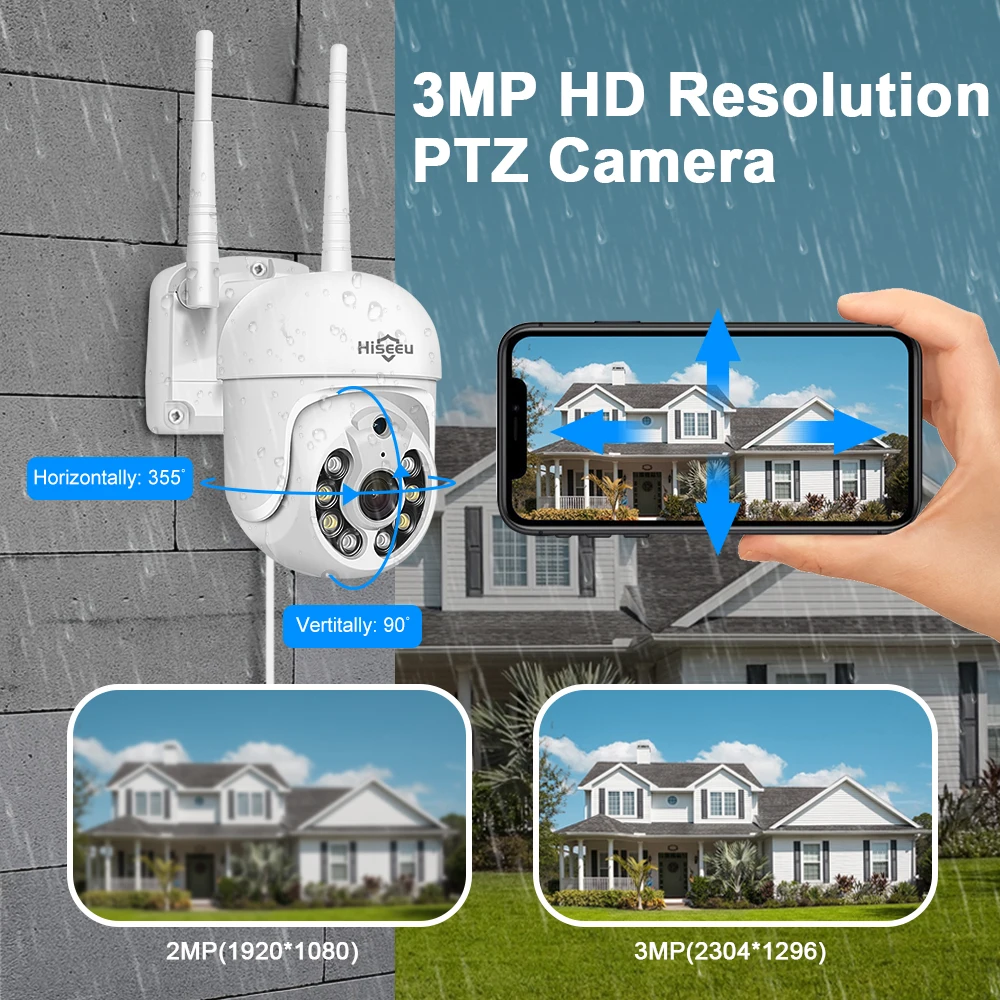 Hiseeu 8CH Wireless CCTV System 1536P 1080P NVR wifi Outdoor 3MP AI IP Camera Security System Video Surveillance LCD monitor Kit