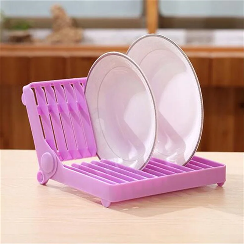 Kitchen Foldable Dish Plate Drying Rack Organizer Drainer Plastic