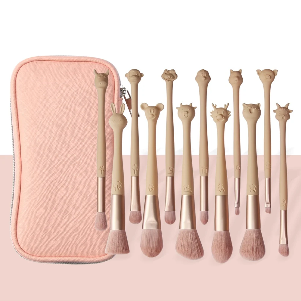 

12PCS Makeup Brushes Powder Foundation Blush Eye Shadow Concealer Eyeshadow Set Make Up Brush Tools Cosmetics Portable Bag