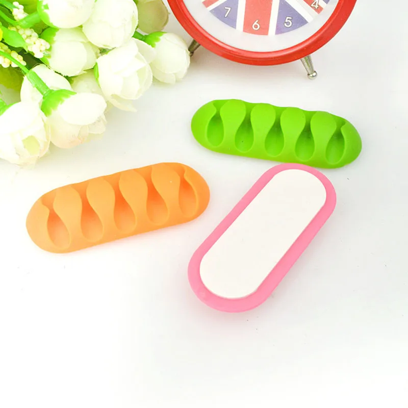 Silicone USB Cable Winder Cable Organizer Flexible Cable Management Clips For Headphones Mouse Cable For Phone PC Wire TXTB1