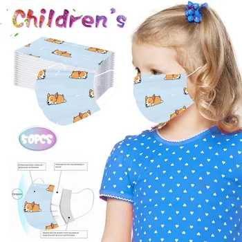 

Mascarilla 50pcs Kids Masks Children's Mask Disposable Face Mask Fashion Mouth Mask Nonwove 3ply Ear Loop Mouth Caps Children