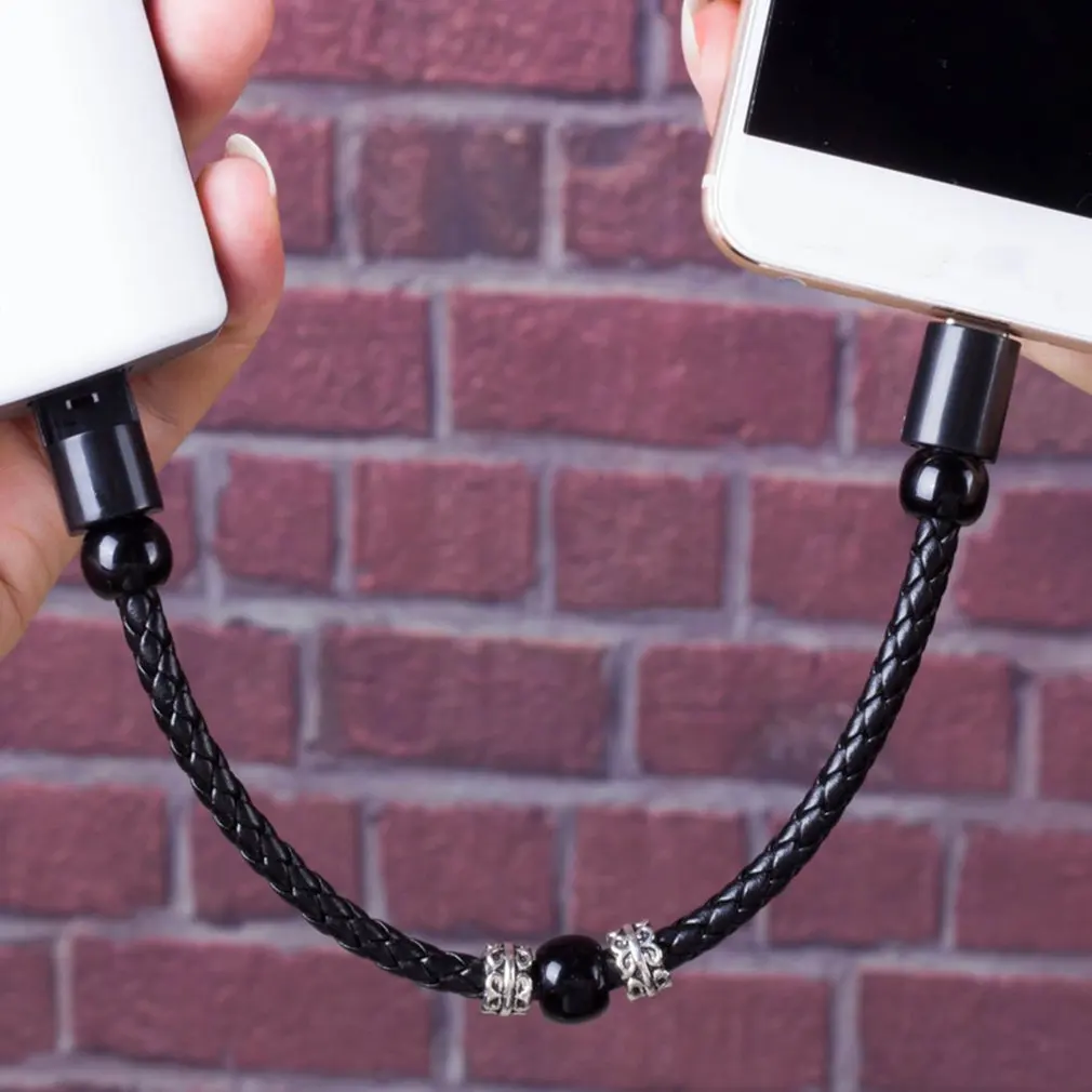 Кожаный мини-браслет с Micro USB-кабелем Android Type C женское зарядное устройство для iPhone