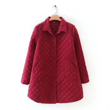 

2019 New Winter Plaid Thicken Cotton Loose Padded Long Jacket Coat Women Plus Size 5XL Pocket Winter Coat Parkas chaqueta mujer