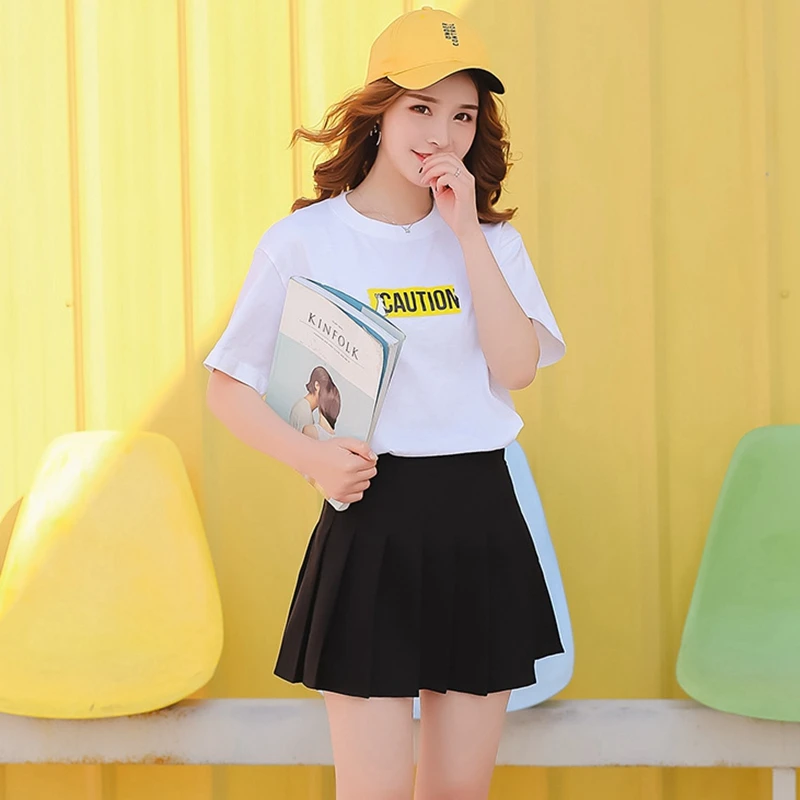 Короткая юбка в стиле Харадзюку однотонная женская Корейском на молнии с