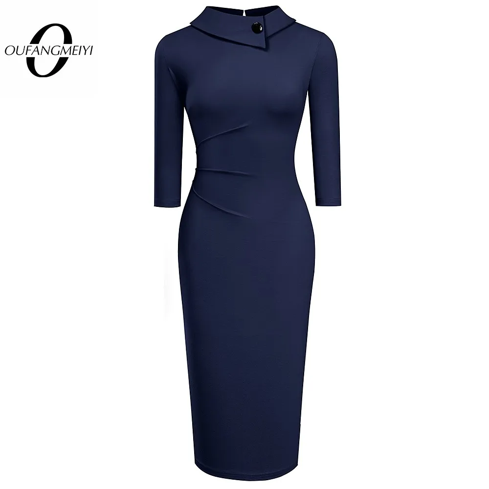Women-Solid-Color-Chic-Button-Slim-Elegant-Business-Classic-Wear-to ...
