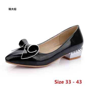 女性でスリップポンプ靴の女性簡潔なオフィスの女性低かかと小さなビッグサイズ33-43