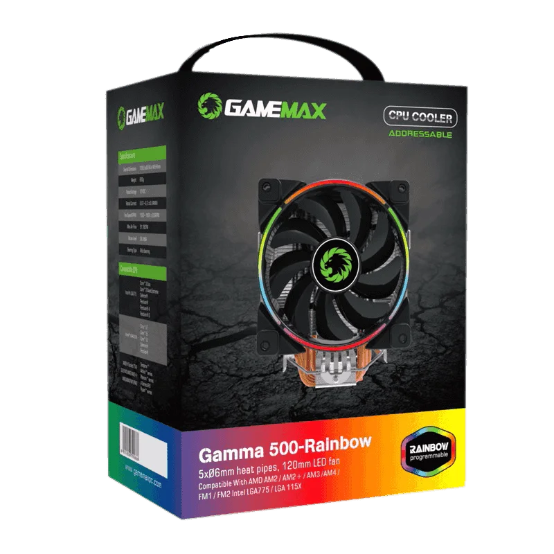 GameMax GAMMA500 RGB кулер для процессора 5 тепловых трубок 120 мм ARGB светодиодный радиатор