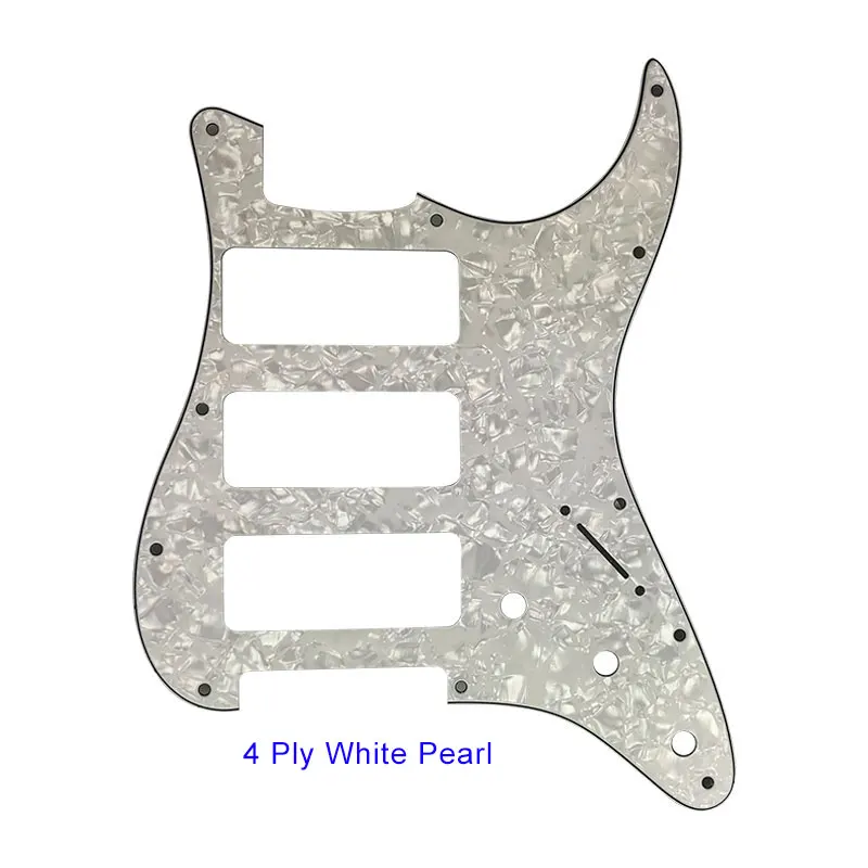 Pleroo гитарные части для США 11 монтажное винтовое отверстие Стандартный ST 3-P90 Strat HHH хамбакер гитара накладка - Цвет: 4 Ply White pearl