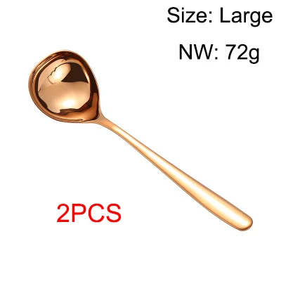 Large 2PCS RoseGold 2 или 6 шт. 304 ложка из нержавеющей стали для супа, утолщенная ложка большой емкости, креативная столовая посуда, столовые приборы, ресторанные принадлежности - Цвет: Large 2PCS RoseGold