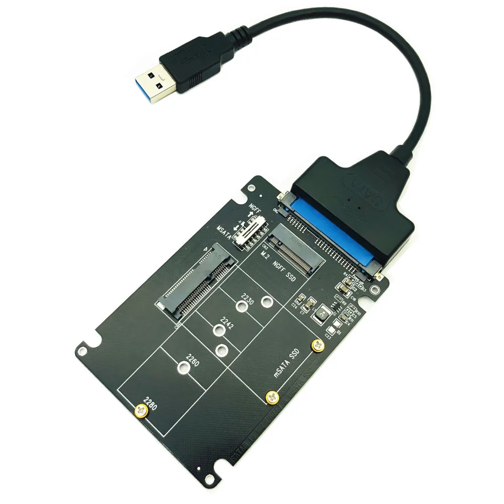Adaptador mSATA a SATA B Key m.2 SATA a SATA tarjeta adaptadora mSATA NGFF a USB Convertidor para mSATA + M.2 2 en 1 SSD HDD Riser|Adaptadores de tarjetas de