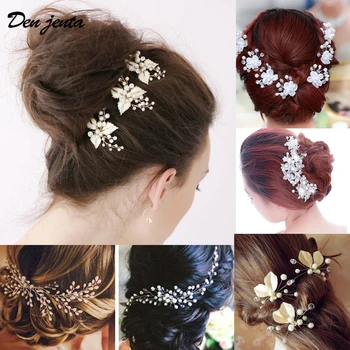 

Fashion Wedding Hair Combs Hair Accessories Headdress For Bride Handmade Wedding Floral Pearl Hair Combs Hair pins Ornaments
