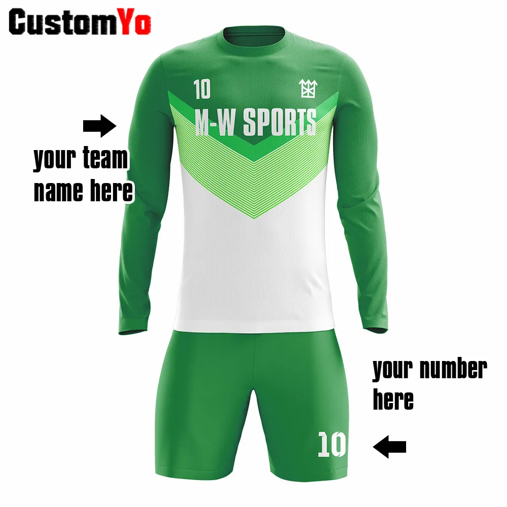Быстросохнущие спортивные костюмы для футбола для взрослых и молодежи, наборы трикотажных изделий для вратаря, зеленая Футбольная форма