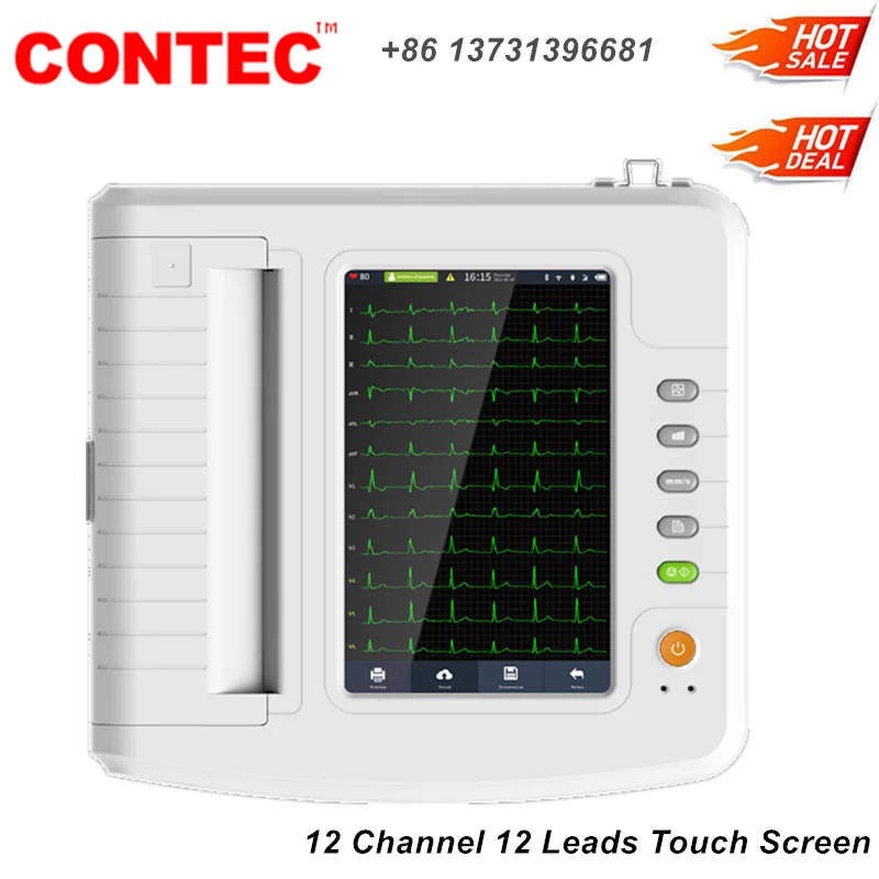 CONTEC Touch 12 канальный ЭКГ машина экг электрокардиограф программное обеспечение