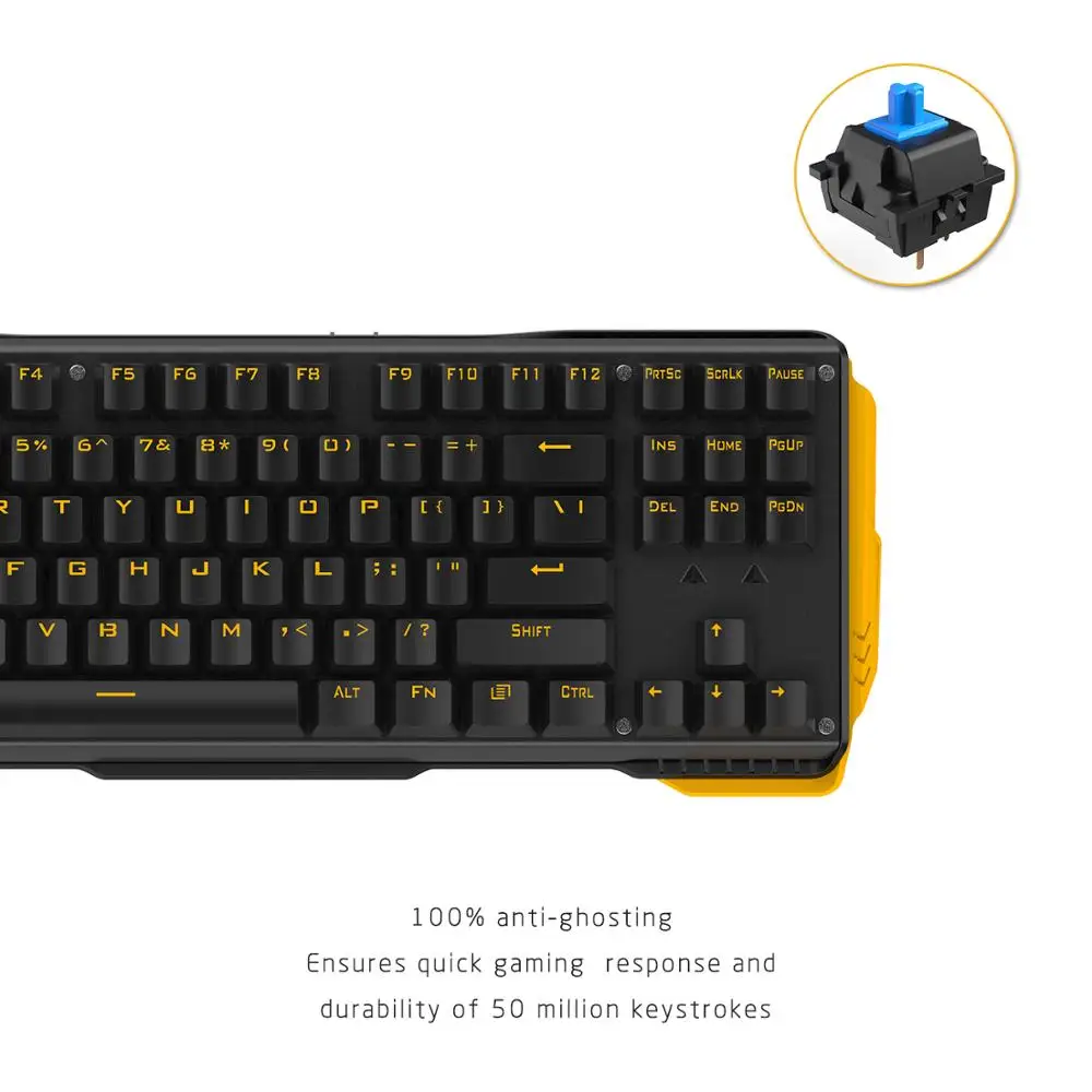 Механическая игровая клавиатура James Donkey с 87 клавишами OUTEUM проводная USB Желтой