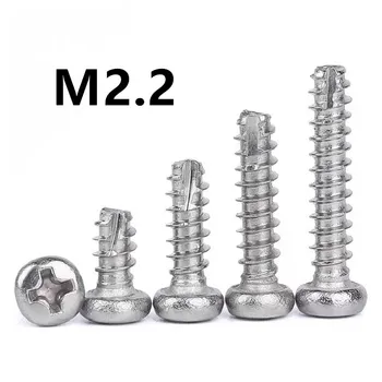 

200pcs/lot M2.2x5/6/8/10/12mm GB13806.2 A type PT 304 Stainless Steel Round Head Cross Cut Tail Slotted Self-tapping Screw